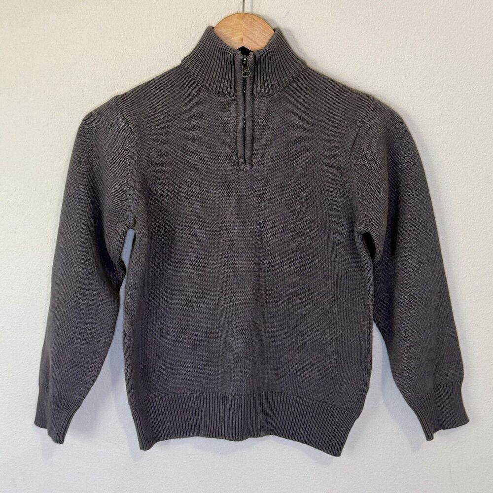 The Childrens Place Boys Quarter Zip Gray Mock Neck Pullover Knit Sweater 7/8